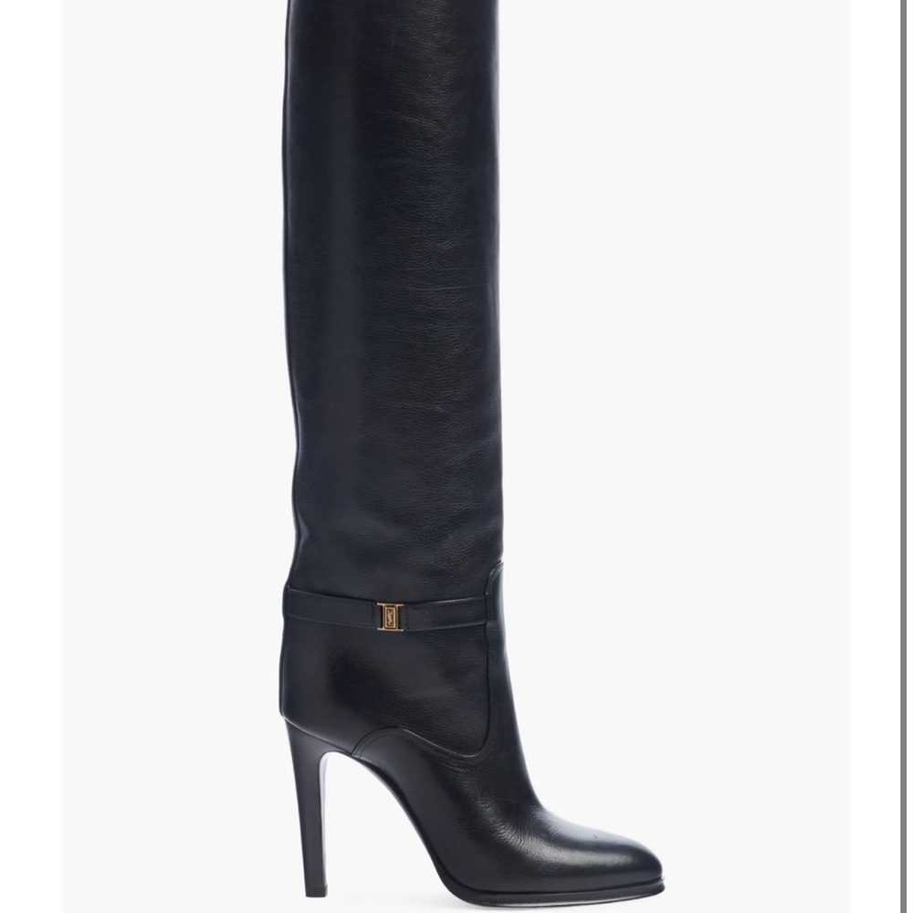 Saint Laurent Diane Black Leather Knee-High Boots